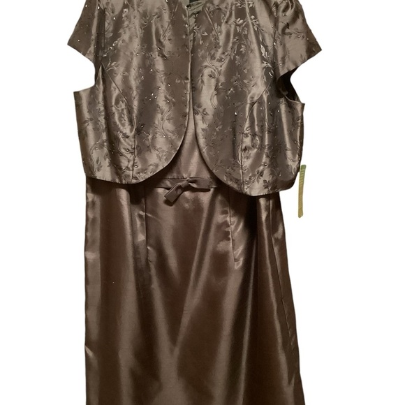 NWT DEEP CHOCOLATE BROWN JESSICA HOWARD MOTHER OF THE BRIDE 2PC DRESS SIZE 20W - Picture 1 of 10